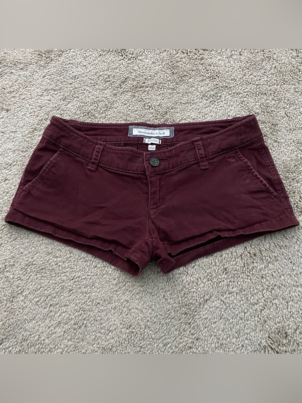 Abercrombie & Fitch Low Rise Maroon Chino Shorts